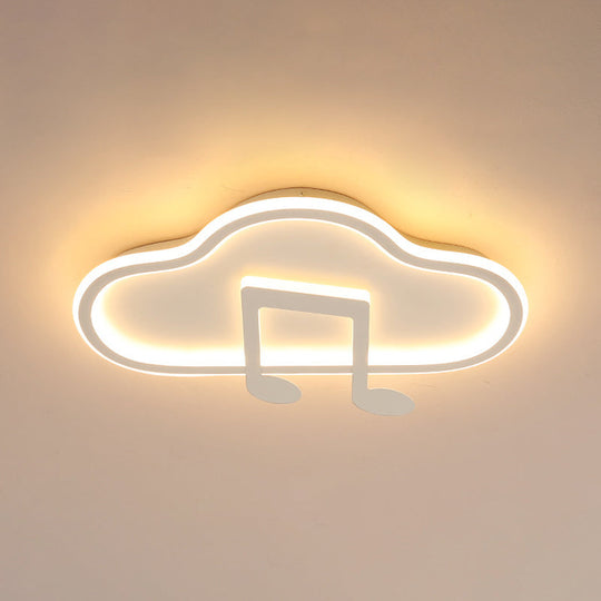 Creative Kids White/Pink Cloud Flush Light Fixture - 19.5’/23.5’ Wide Led Ceiling Lamp With