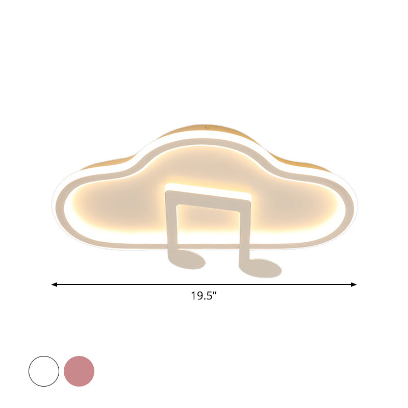 Creative Kids White/Pink Cloud Flush Light Fixture - 19.5/23.5 Wide Led Ceiling Lamp With Warm/White