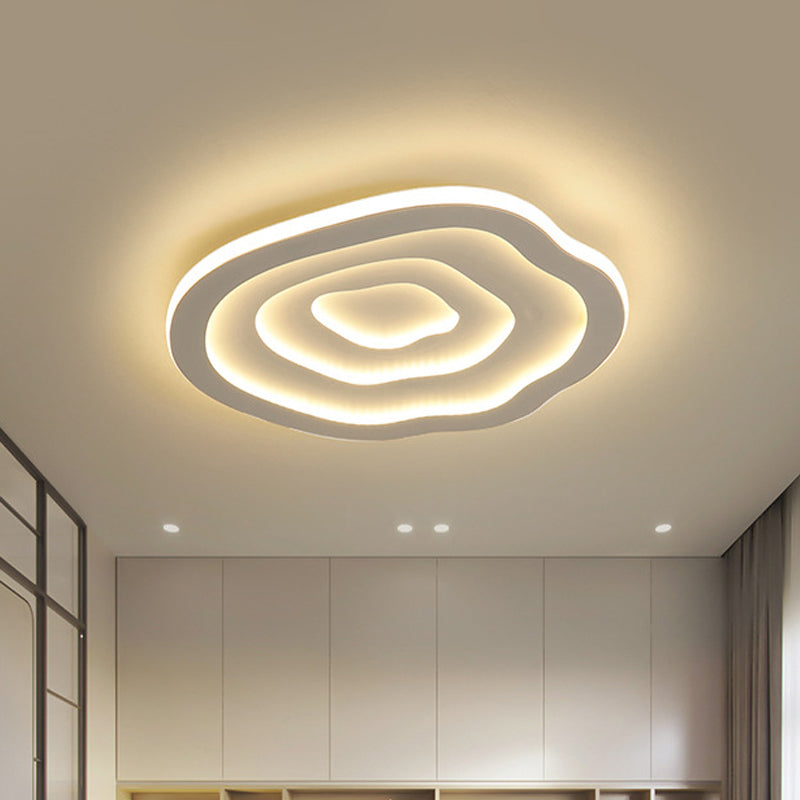 Led White Flush Mount Ceiling Lamp With Modern Acrylic Shade - 16/19.5 For Bedroom