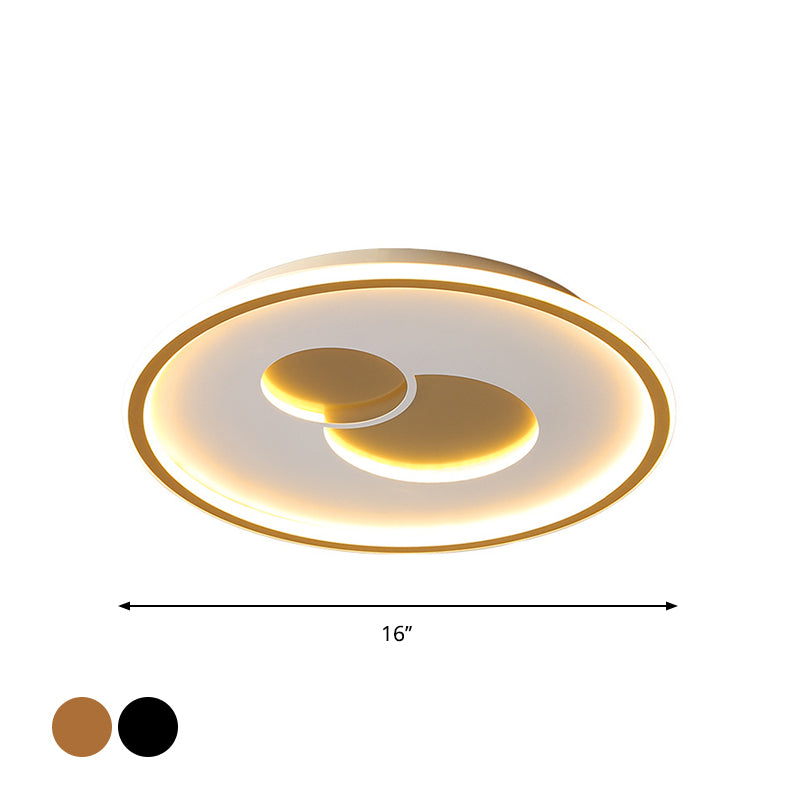 16/19.5 Black/Gold Led Flushmount Ceiling Light With Simplicity Acrylic Design