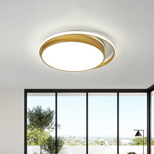 Minimalistic Gold Led Ceiling Fixture With Flush Mount Acrylic Frame 18’/21.5’ Wide / 18’ Round