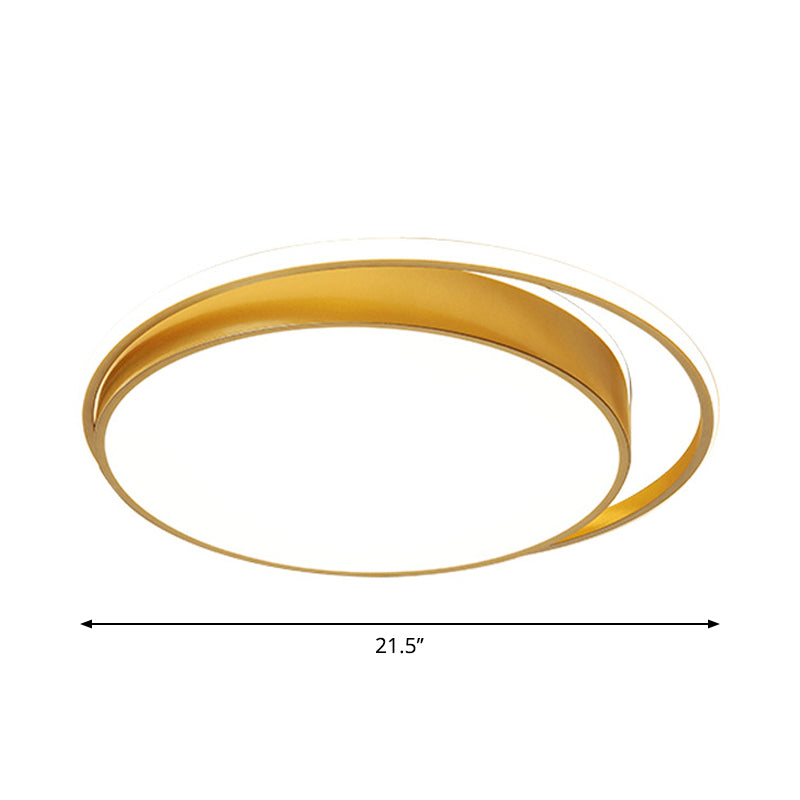 Minimalistic Gold Led Ceiling Fixture With Flush Mount Acrylic Frame 18’/21.5’ Wide