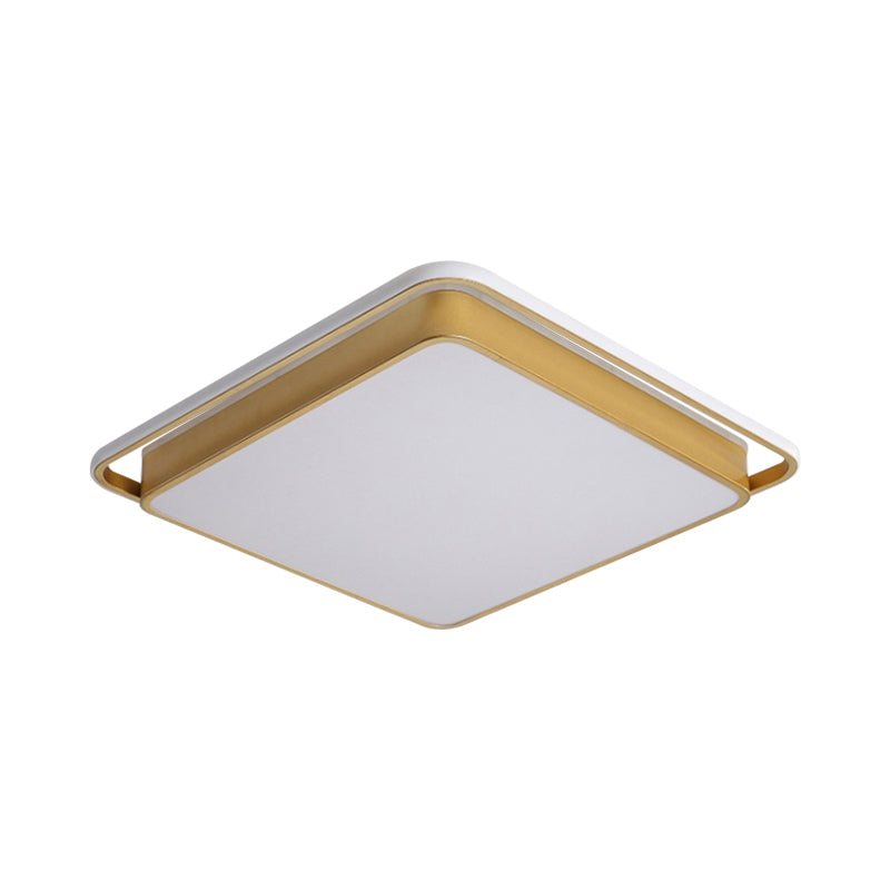 Minimalistic Gold Led Ceiling Fixture With Flush Mount Acrylic Frame 18’/21.5’ Wide