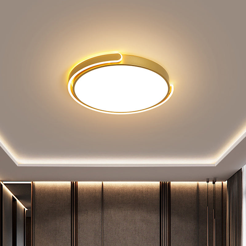 Simplicity Led Ceiling Lamp - Black/White/Gold Round Flush Mount Lighting With Acrylic Shade