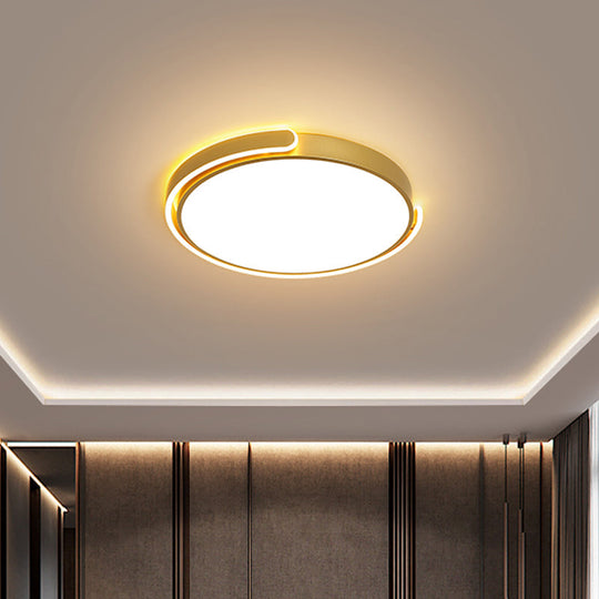 Simplicity Led Ceiling Lamp - Black/White/Gold Round Flush Mount Lighting With Acrylic Shade