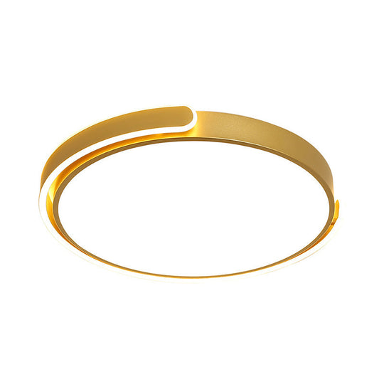 Simplicity Led Ceiling Lamp - Black/White/Gold Round Flush Mount Lighting With Acrylic Shade