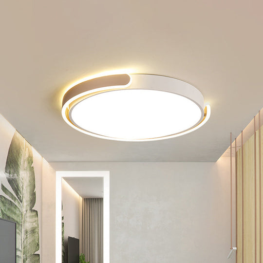 Simplicity Led Ceiling Lamp - Black/White/Gold Round Flush Mount Lighting With Acrylic Shade