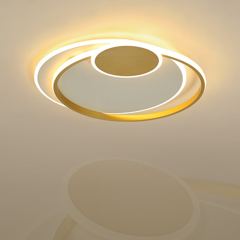 Circle Metal Flushmount Ceiling Light: 16.5/20.5 Wide Led Gold In Warm/White/3 Color For Bedroom /