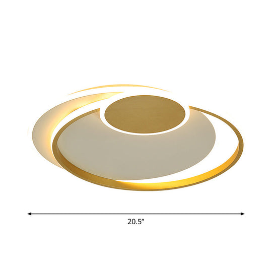Circle Metal Flushmount Ceiling Light: 16.5/20.5 Wide Led Gold In Warm/White/3 Color For Bedroom