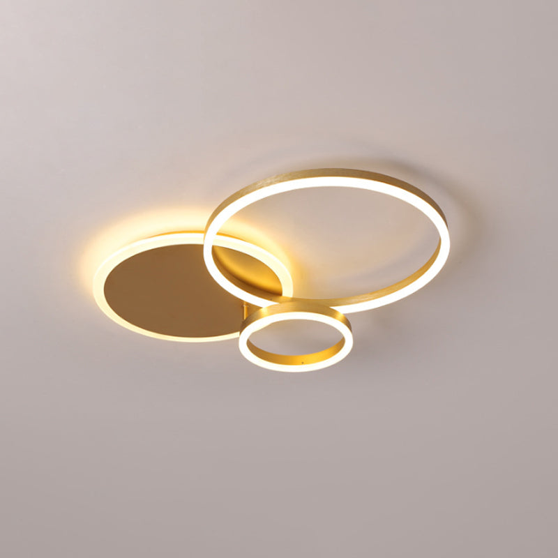 Modernist Led Flushmount Gold Hoop Ceiling Light Acrylic Shade Warm/White – 2/3/5-Head