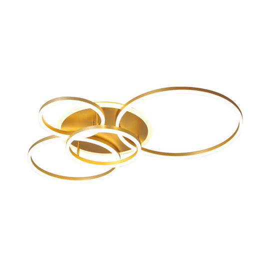 Modernist Led Flushmount Gold Hoop Ceiling Light Acrylic Shade Warm/White – 2/3/5-Head