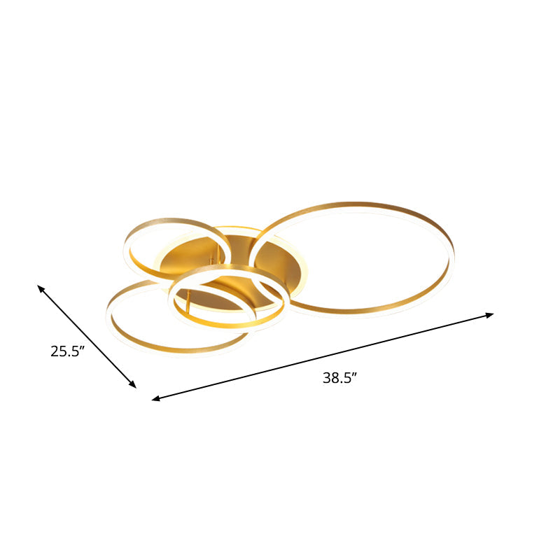Modernist Led Flushmount Gold Hoop Ceiling Light Acrylic Shade Warm/White – 2/3/5-Head