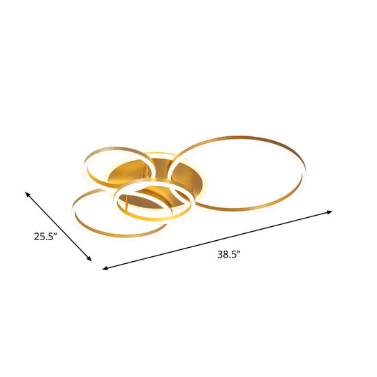 Modernist Led Flushmount Gold Hoop Ceiling Light Acrylic Shade Warm/White – 2/3/5-Head