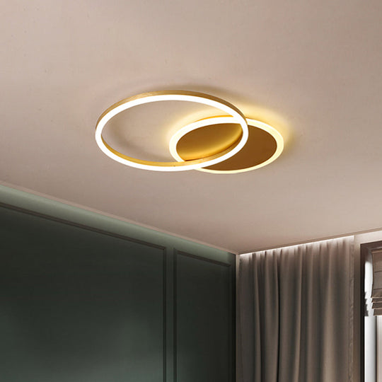 Modernist Led Flushmount Gold Hoop Ceiling Light Acrylic Shade Warm/White 2/3/5-Head 2 / White