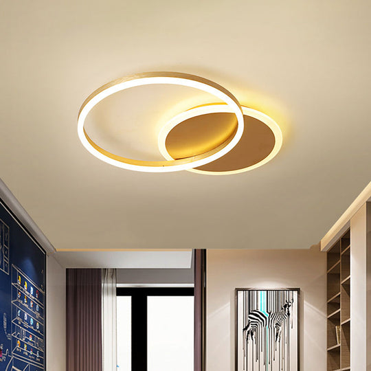 Modernist Led Flushmount Gold Hoop Ceiling Light Acrylic Shade Warm/White – 2/3/5-Head