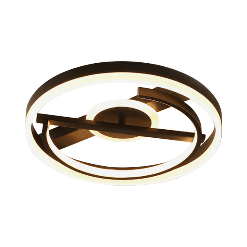 Minimalist Led Circular Hotel Ceiling Mount Lamp - Aluminum Flush Light In Black/White 16’/19.5’ Dia