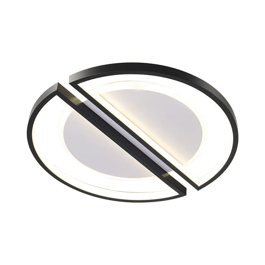 Metallic Round Slim Ceiling Light With Simple Black Design And Led Flush Mount - Warm/White Option