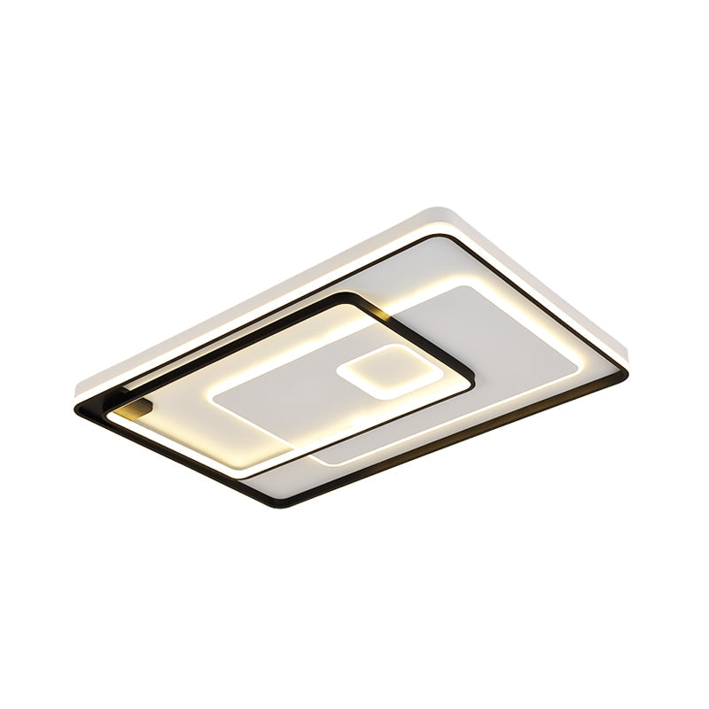 Modern Led Ceiling Light: Black Layered Round/Square/Rectangle Flush Mount With Acrylic Shade