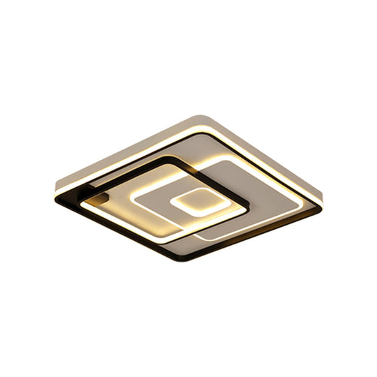Modern Led Ceiling Light: Black Layered Round/Square/Rectangle Flush Mount With Acrylic Shade