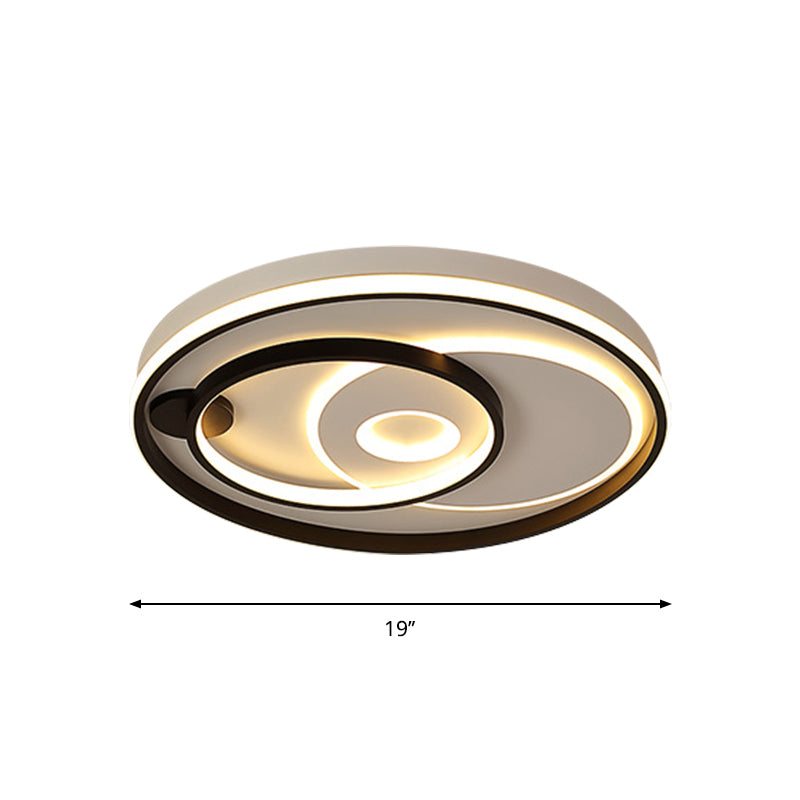 Modern Led Ceiling Light: Black Layered Round/Square/Rectangle Flush Mount With Acrylic Shade