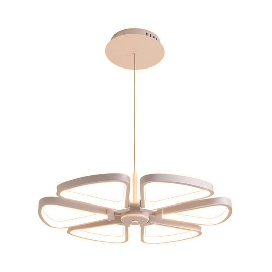 Modern Led Clover Chandelier Pendant: Metallic White Ceiling Lamp For Living Room