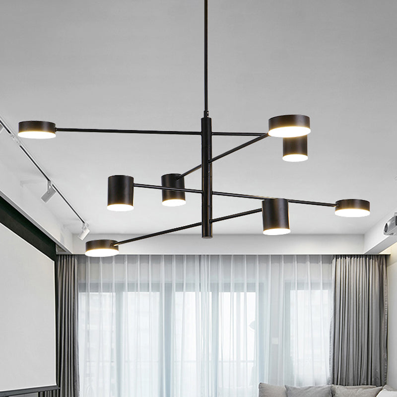 Contemporary Metal Chandelier Light Fixture - 3/4 Tiered 6/8 Lights Black/Gold Pendant For Bedroom