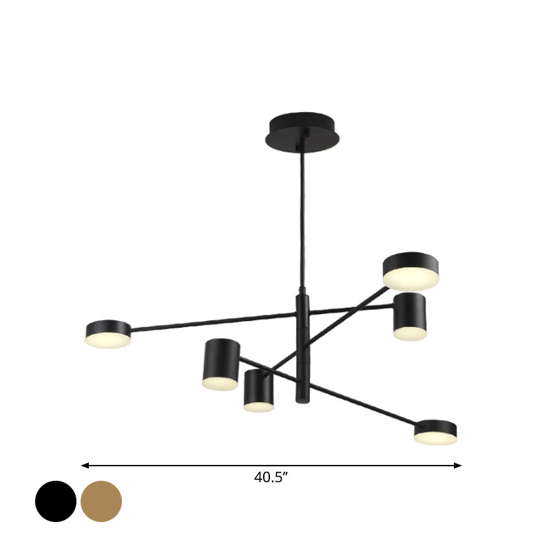 Contemporary Metal Chandelier Light Fixture - 3/4 Tiered 6/8 Lights Black/Gold Pendant For Bedroom