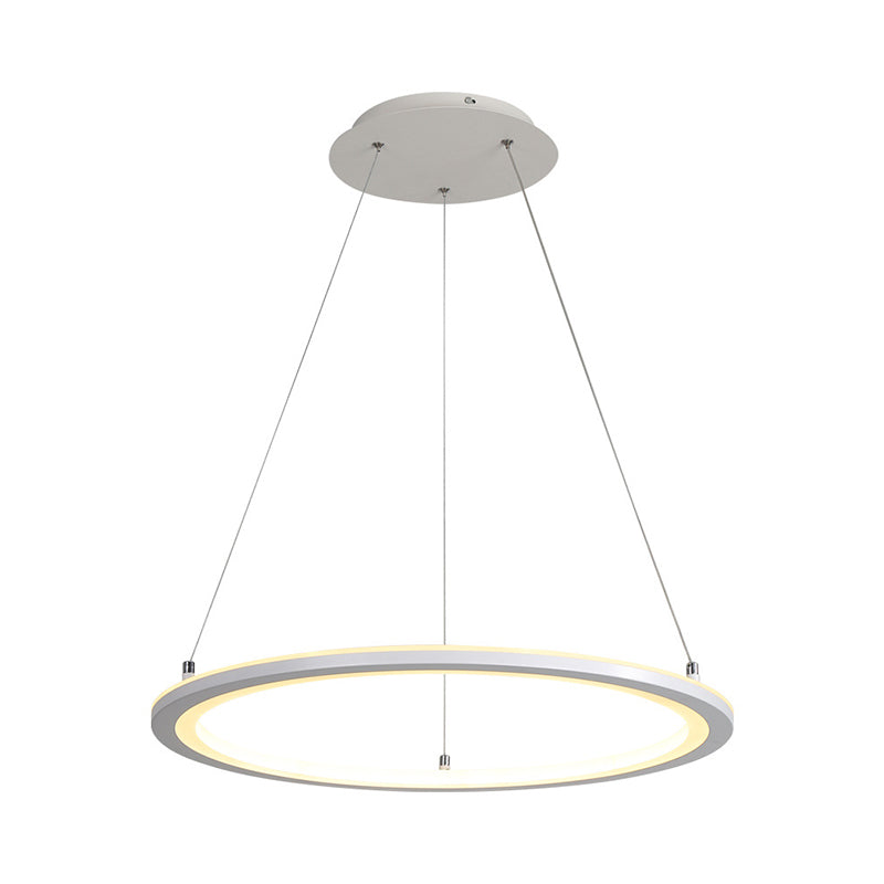 Minimalist White Led Pendant Lamp: Acrylic Kitchen Chandelier Circular Design Multiple Sizes
