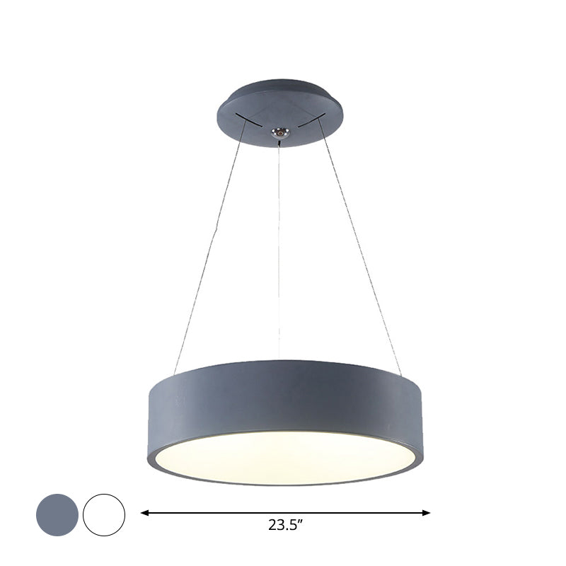 Modern Led Pendant Chandelier - Grey/White Circle Ceiling Light With Acrylic Shade 18’/23.5’ W