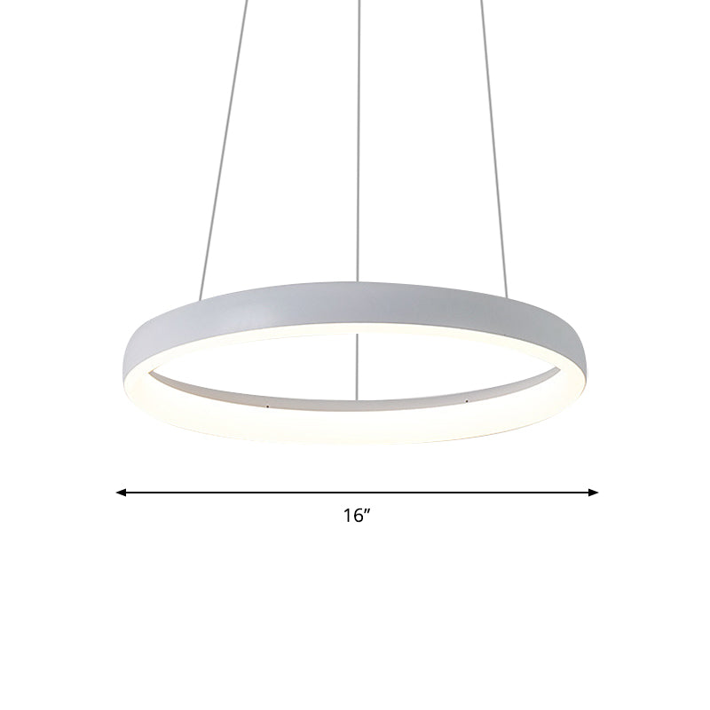 Nordic Metallic Led Pendant Light - Circle Chandelier For Dining Room 1/2/3-Layered Design White