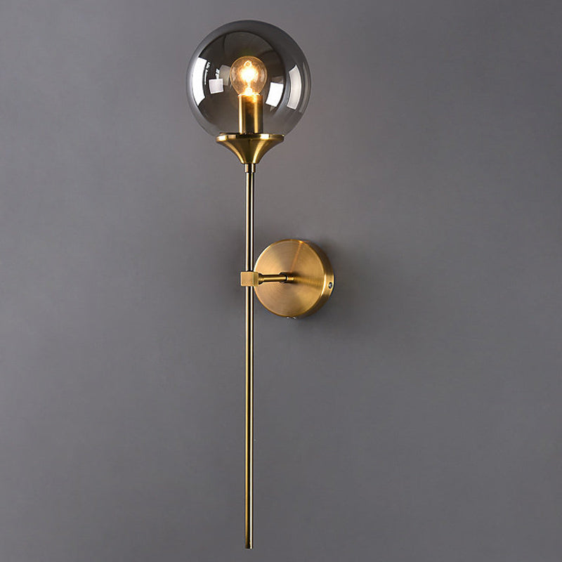 Postmodern Clear/Amber/Smoke Grey Glass Single Brass Wall Lamp