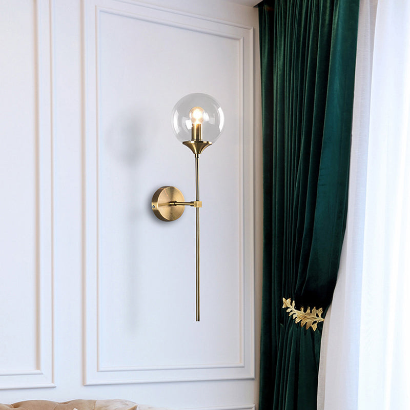 Postmodern Clear/Amber/Smoke Grey Glass Single Brass Wall Lamp Clear