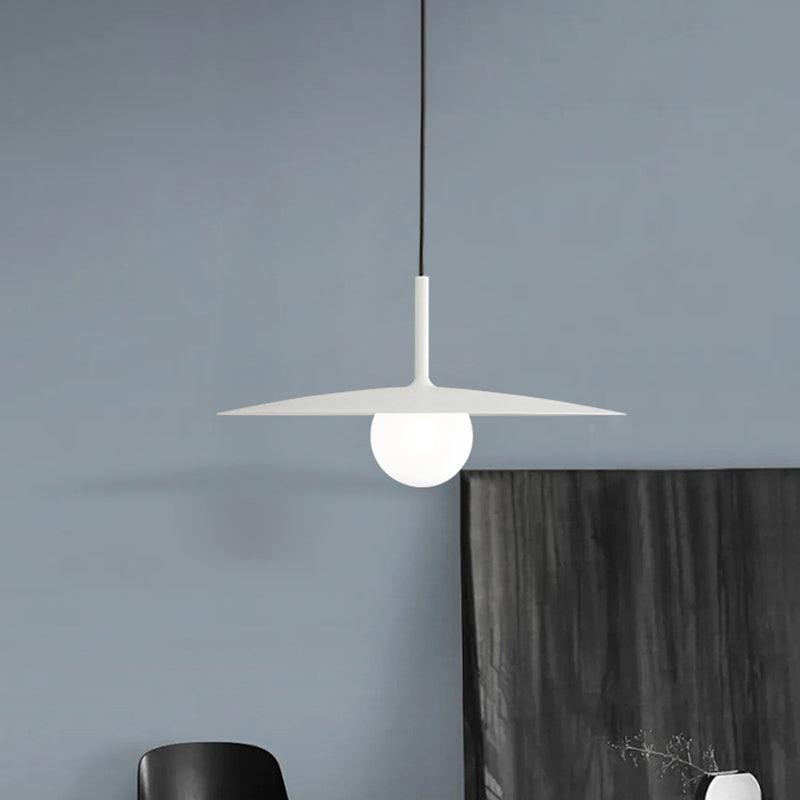 Modern Nordic Hanging Pendant Light With Milk Glass Shade - Single Bulb Ceiling Fixture In