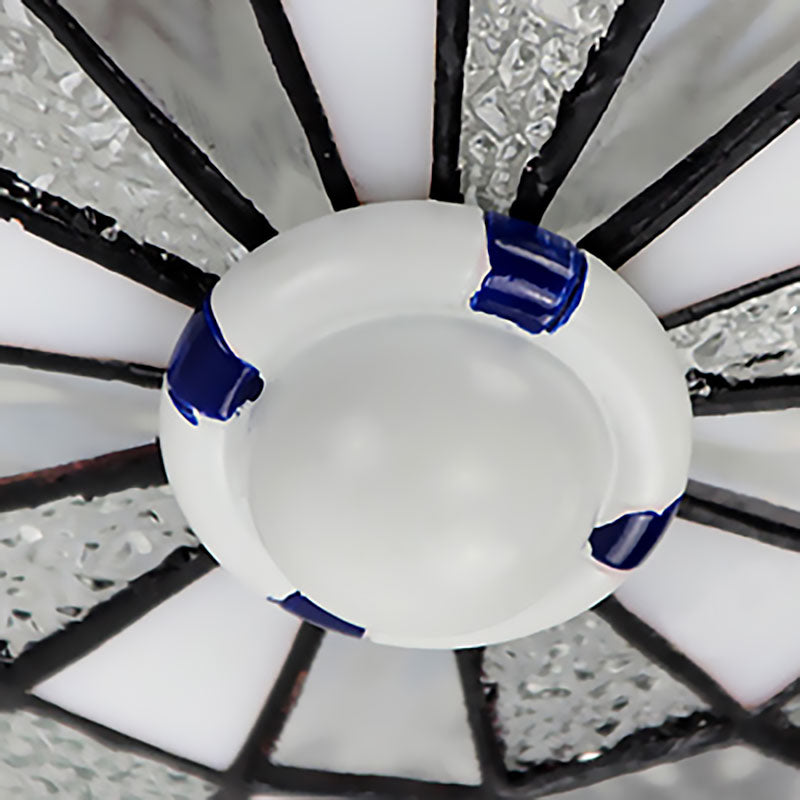 Swim Ring Tiffany Style Art Glass Dome Ceiling Mount Light In White