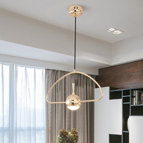Modern Led Pendant Ceiling Light In Rose Gold Round/Triangle/Rectangle Shape With Acrylic Dome Shade