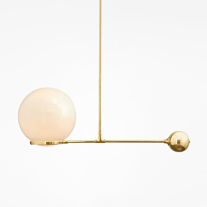 Globe Hotel Ceiling Suspension Lamp - Frosted White Glass Postmodern Drop Pendant In Black/Gold