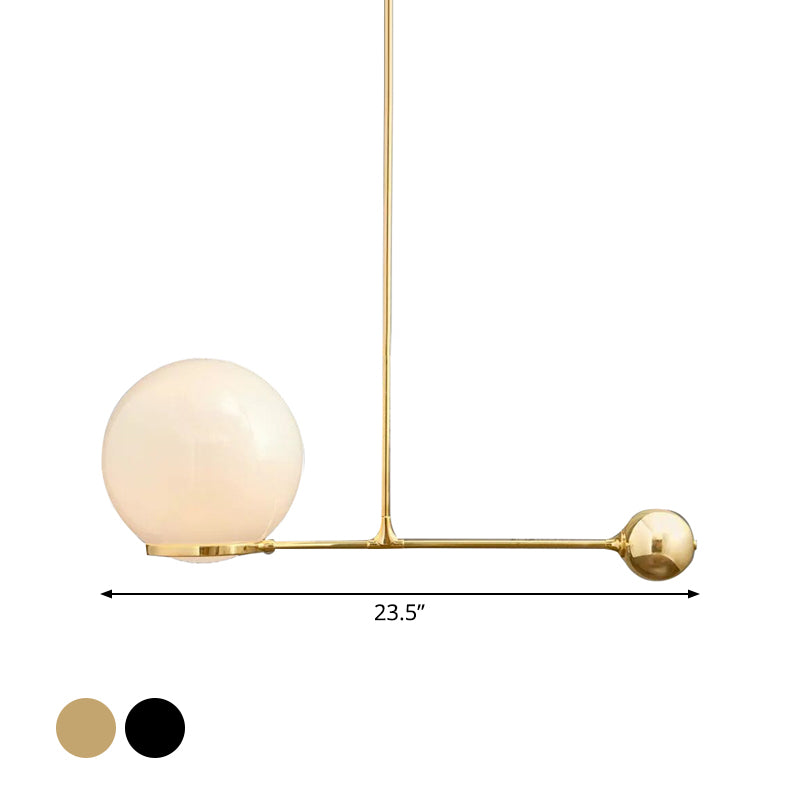Frosted White Glass Globe Hotel Ceiling Suspension Lamp: Elegant 1-Head Postmodern Drop Pendant