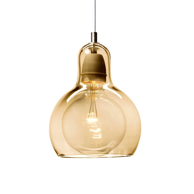 Postmodern Single Kitchen Pendant Lamp With Clear/Smoke Grey/Amber Glass Shade 7’ W