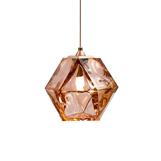 Modern Geometric Pendant Light: White/Smoke Grey/Rose Gold Glass | Stylish Dining Room Ceiling Hang