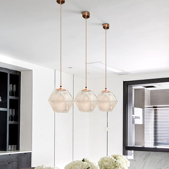Modern Geometric Pendant Light: White/Smoke Grey/Rose Gold Glass | Stylish Dining Room Ceiling Hang