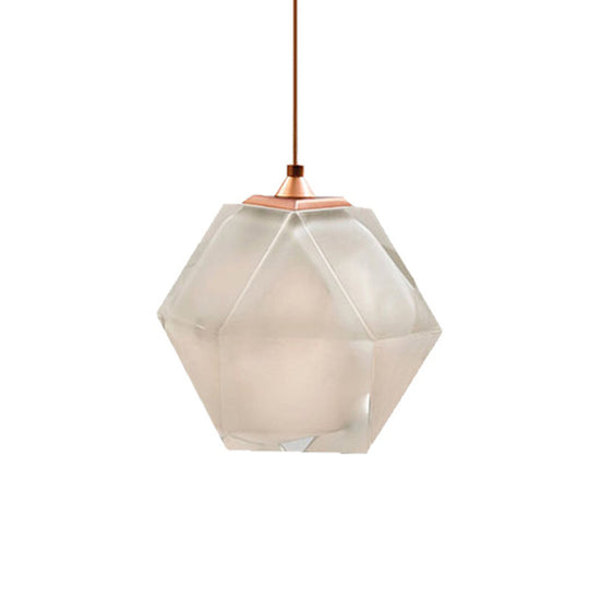 Modern Geometric Pendant Light: White/Smoke Grey/Rose Gold Glass | Stylish Dining Room Ceiling Hang