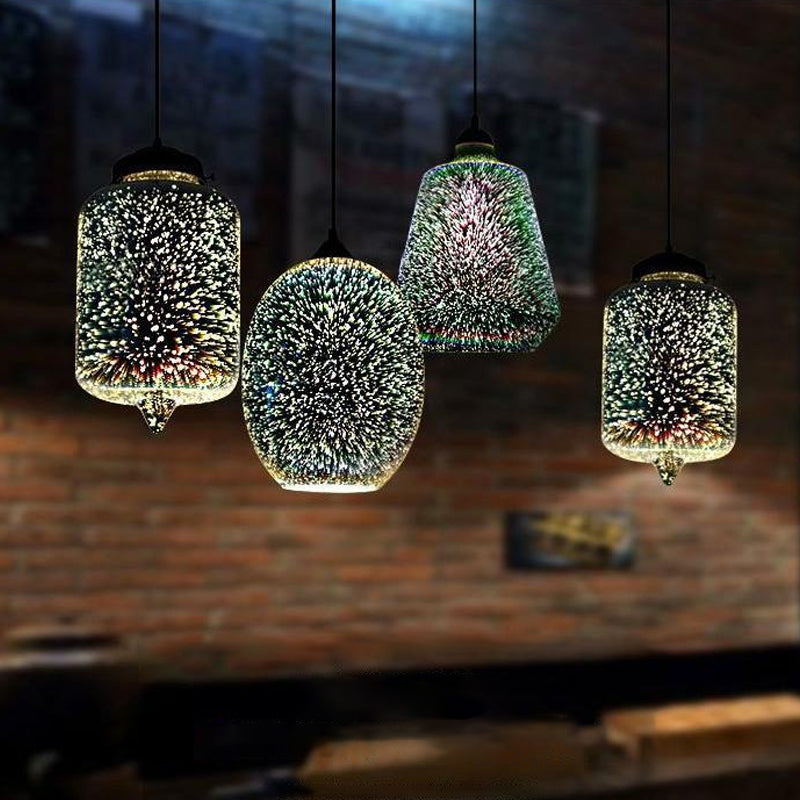 Colorful Glass Snack Bar Pendant Light In Silver - Postmodern Hanging Design / A