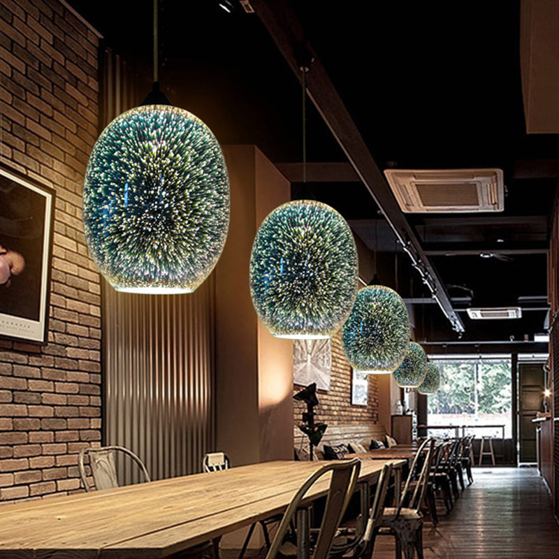 Colorful Glass Snack Bar Pendant Light In Silver - Postmodern Hanging Design