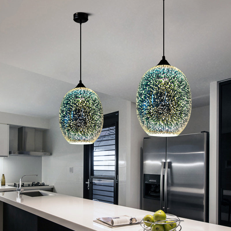 Colorful Glass Snack Bar Pendant Light In Silver - Postmodern Hanging Design