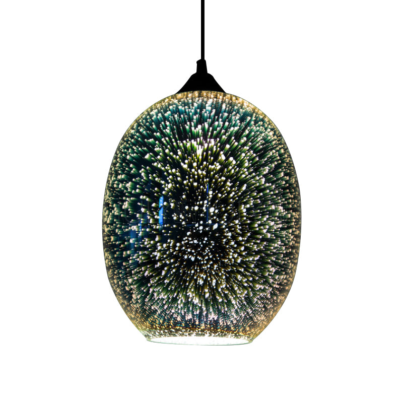 Colorful Glass Pendant 1-Light Hanging Light – Silver Finish