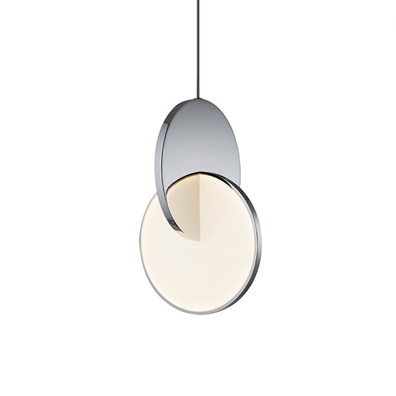 Led Disc Ceiling Pendant Lamp With Acrylic Shade Chrome/Gold Finish Minimalist Design - 7/10 W