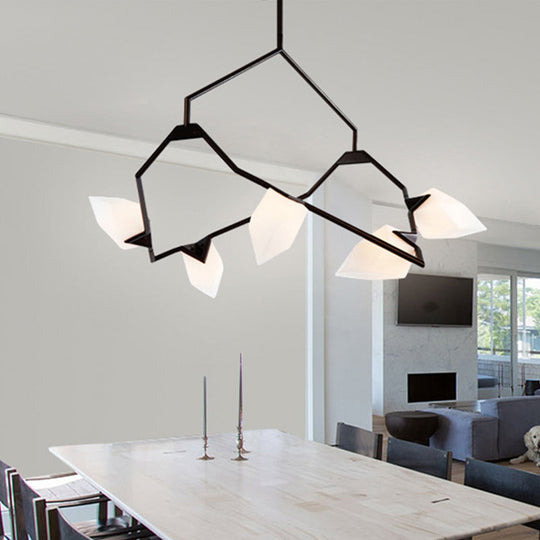 Modern Milk Glass Tree Branch Ceiling Suspension Lamp Black/Gold Hanging Light Fixture - 5/8 Bulbs