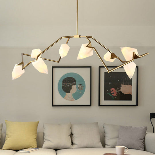 Modern Milk Glass Tree Branch Ceiling Suspension Lamp Black/Gold Hanging Light Fixture - 5/8 Bulbs