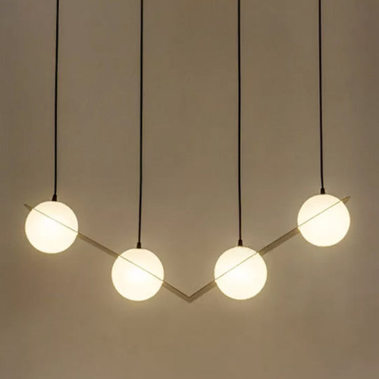 Modern Frosted White Glass Chandelier With Gold Finish - V/Z/Horizontal Pendant Ceiling Light