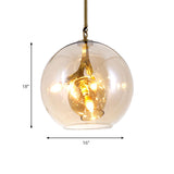Amber/Clear Glass Triple Light Ceiling Chandelier - Modern Dining Room Decoration